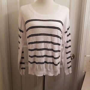 Lightweight black and white striped sweater